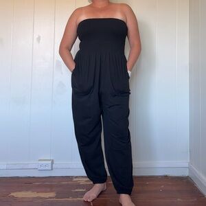 American Eagle Outfitters Black Strapless Jumpsuit